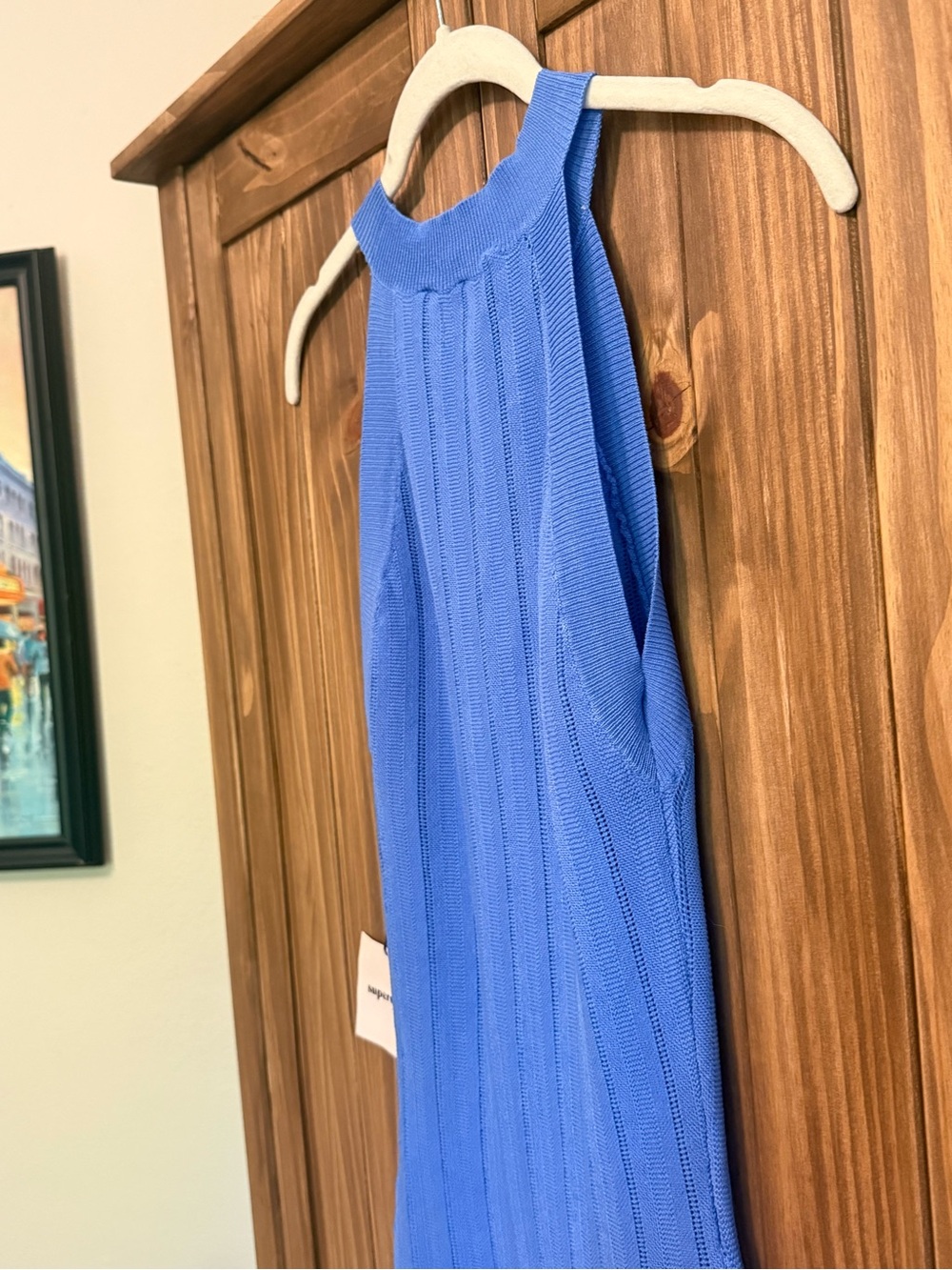 NWT Superdown Ribbed Knit Halter Mini Dress Blue Fit & Flare Revolve - Picture 4 of 9